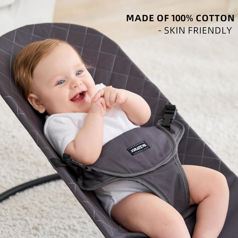 iGRATENS Fabric Seat for Bouncer - Baby Bjorn Bouncer Cover Compatible with Balance Soft & Bliss Model, 100% Cotton, Skin -Friendly, Machine Washable, Black - Image 2